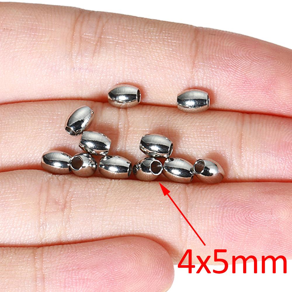 10-40pcs Stainless Steel Long Oval Cylinder Spacer Beads Charm Loose Bead for DIY Leather Bracelets Necklace Jewelry Making