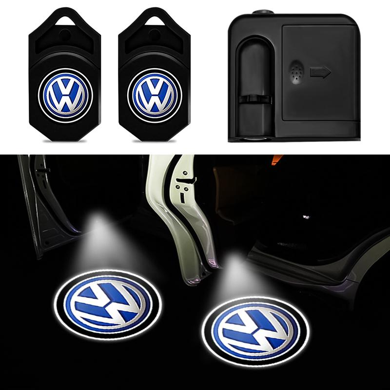 LIP1 1/2Pcs Car Door Emblem LED Light Welcome Lamp Wireless Laser Projector For VW Passat Polo Tiguan Touran Golf Jetta accessories