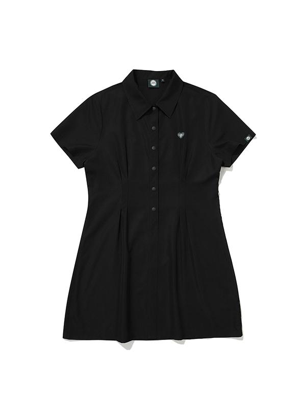 BBC EARTH W Knit Collar Point Woven Dress_Black