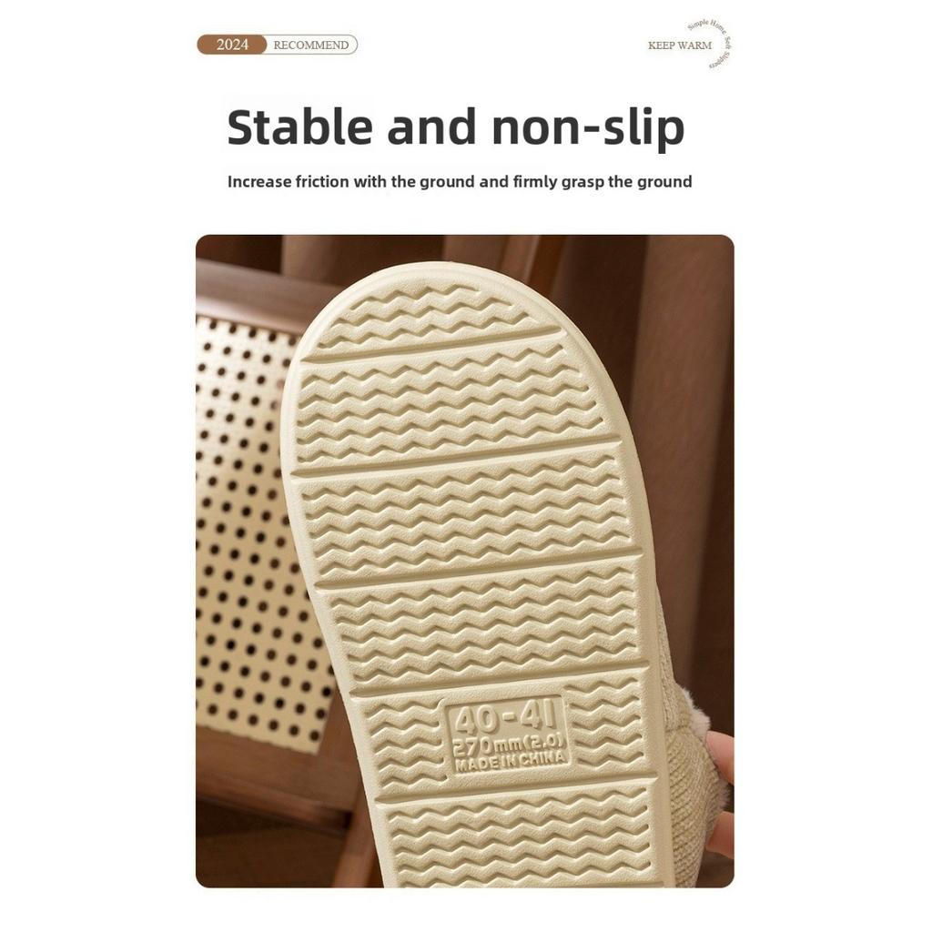 Cotton Slippers for Women, Winter Indoor Home Use, Plush Insulation for Couples, Thick Sole, Anti Slip Cotton Shoes for Men