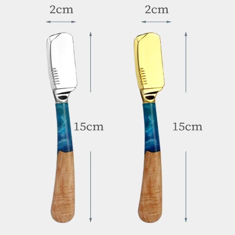 1Pc New Pro Resin Wood Handle Barber Straight Razor For Men Stainless Steel Hair Removal Tools Beard Shaving Safety Knife Holder