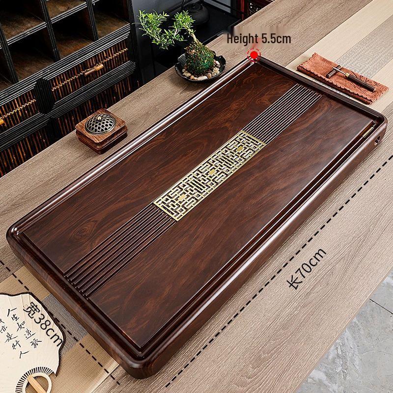 Solid Wood Drainage Tea Tray with Drawer