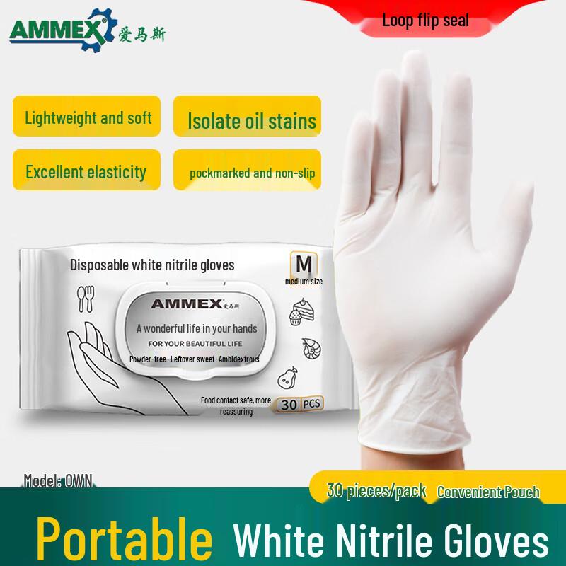 Утолщенные синие одноразовые нитриловые резиновые перчатки