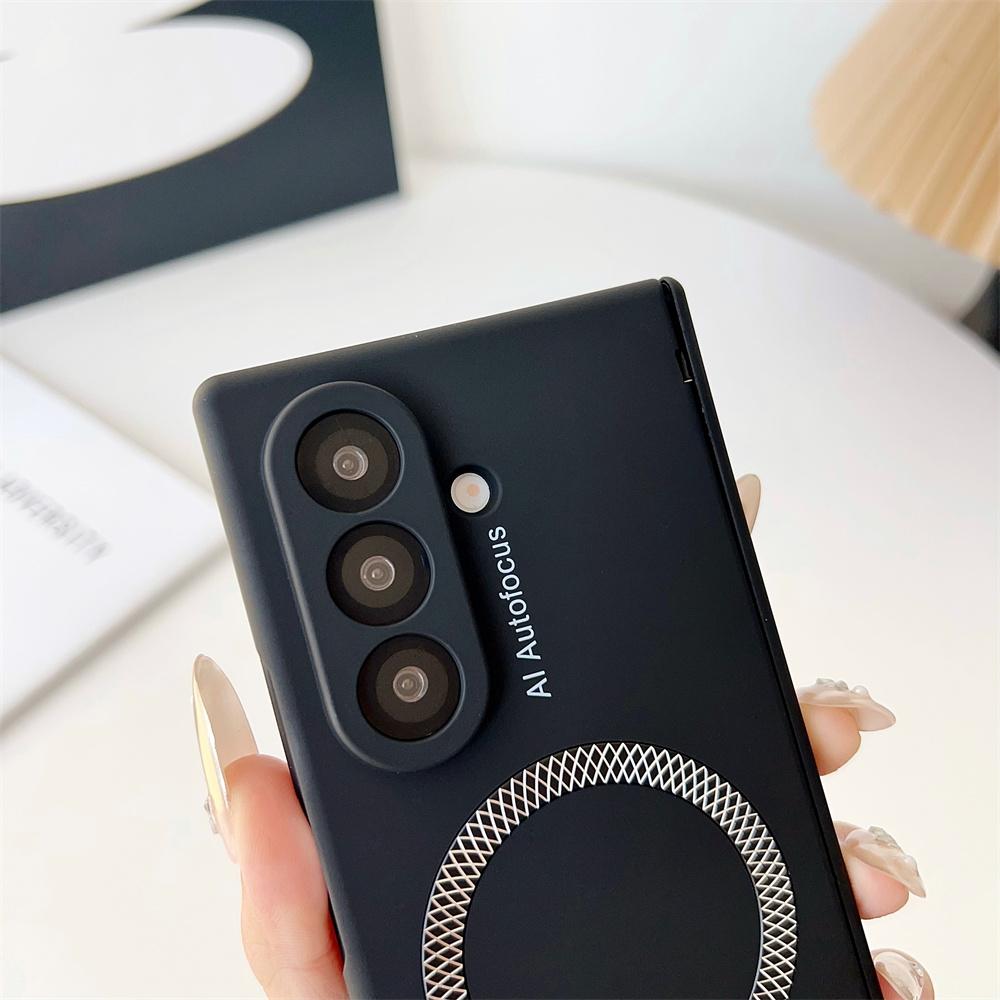 For Samsung Galaxy Z Fold7 5G Magnetic Case Hard PC Phone Cover with Tempered Glass Screen Film