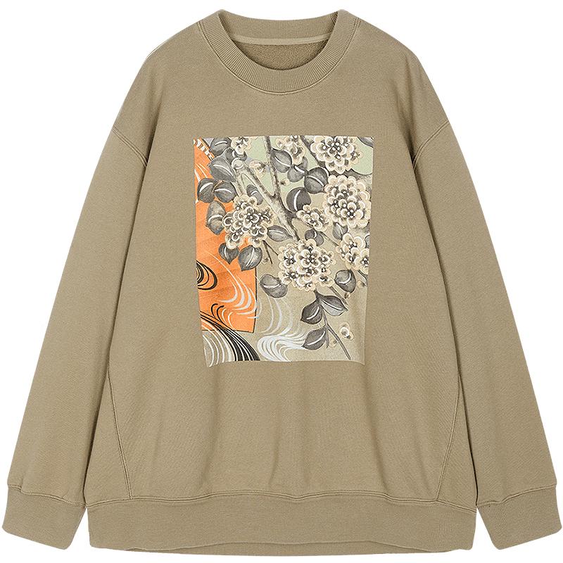 JNBY 2025 Autumn Floral Print Loose Pullover Sweatshirt