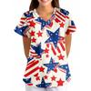 Womens V Neck Short Sleeve Printed Scrub Top Loose Fit with Pocket Comfortable Soft Material for Healthcare Uniforms