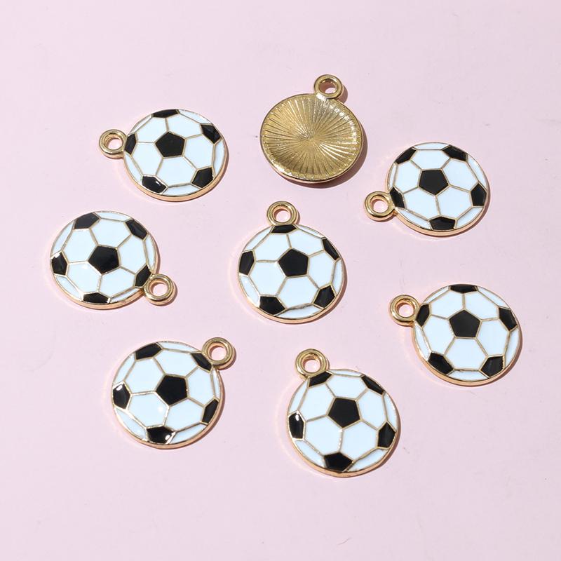 20pcs 16.5x13mm Enamel Football Soccer Small Charms Pendant Zinc Alloy Metal DIY Jewelry Making Accessories Findings