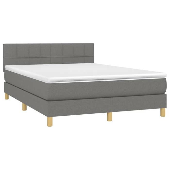 Maison Exclusive - Sommier à lattes de lit et matelas et LED Gris foncé 140x200 cm