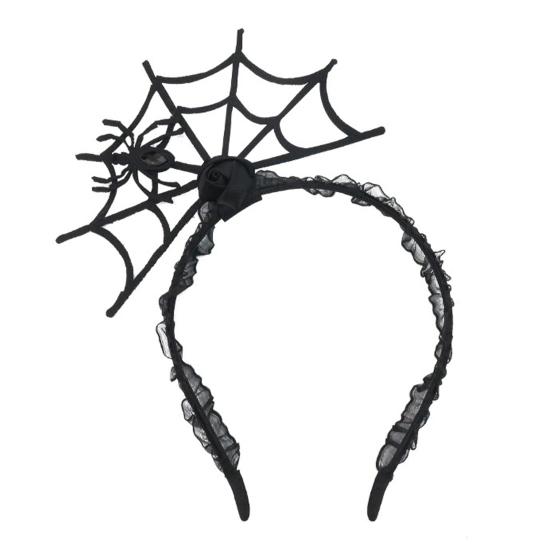 Costume Party Headpiece Halloween Spider Web Headband, Black Lace Choker Collar with Rose, Theme Photo Props Accessory for Women Girls, Gothic