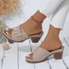Large Size Thick Heel Slippers Women's Summer 2025 New TEUM Explosion Belt Buckle Light Sandals Women