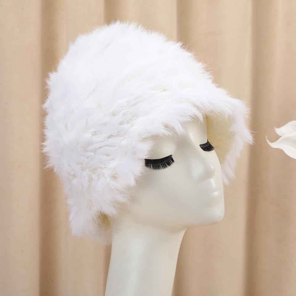 Warm Rabbit Fur Dome Hat Trendy Warm Furry Ear Flap Hat Fashionable Rabbit Fur Blend Hat