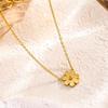 Rose Gold Minimalist Daisy Pendant Necklace - Delicate Flower Design for Women