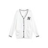 MLB Base Logo Knitwear Unisex White V Neck Moderate Cardigan 3AKCB0121-50WHS