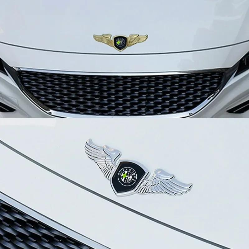 IZGZ4 Car Styling Metal Chromed Emblem Badge Sticker for Alfa Romeo Alfa Rome 155 159 156 Giulia Mito Stelvio 4C Spider GT Accessories