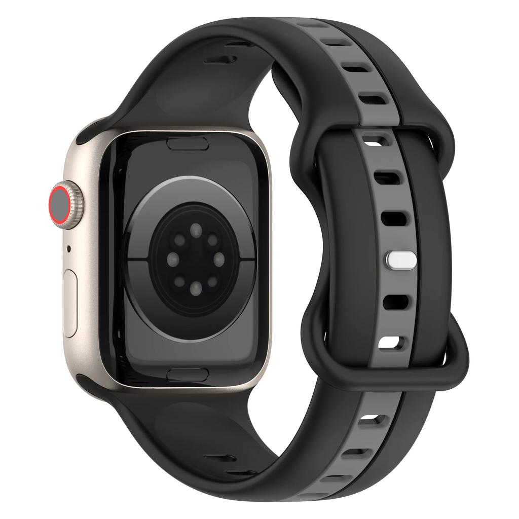 Silicone Strap For Apple Watch Ultra 3/2 Band 49mm 45mm 41mm 44mm 42mm 46mm Two-color Bracelet iWatch 11 10 9 8 7 6 5 4 SE Belt