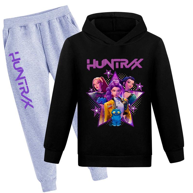 

Осінньо-зимові Kpop Толстовки з принтом Мисливців на демонів та Спортивні штани Комплекти Модні Повсякденні Теплі Спортивні Штани з довгим рукавом Дитячі Унісекс Комплекти одягу 140
