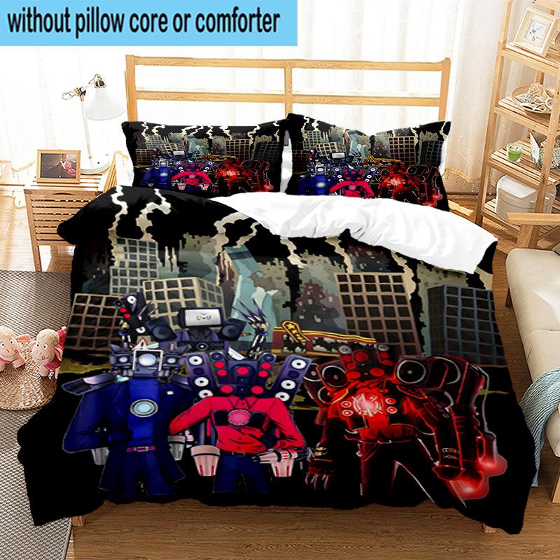3PCS Robot Invasion Alert 3pcs Bedding,Including 3PCS Duvet Cover And 2pcs Pillowcases Perfect for Christmas,Ideal for Bedroom, Dormitory