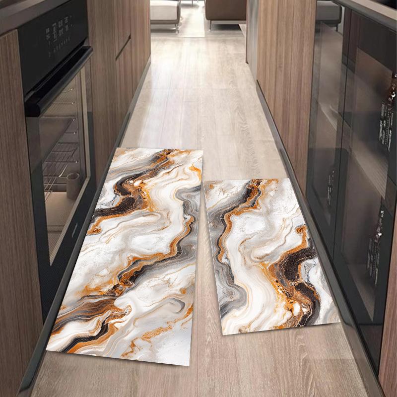 1Pcs Anti Fatigue Kitchen Rugs, Marble Print Waterproof Non-Slip Thick Cushioned Kitchen Mat Heavy Duty Comfort Standing Mat for Kitchen