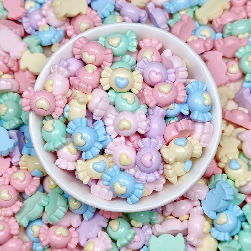 30Pcs New Cute Kawaii Cartoon Mixed Color Candy Heart Series Resin Scrapbook Diy Manicure Wedding Hairpin Accessories Craft A129