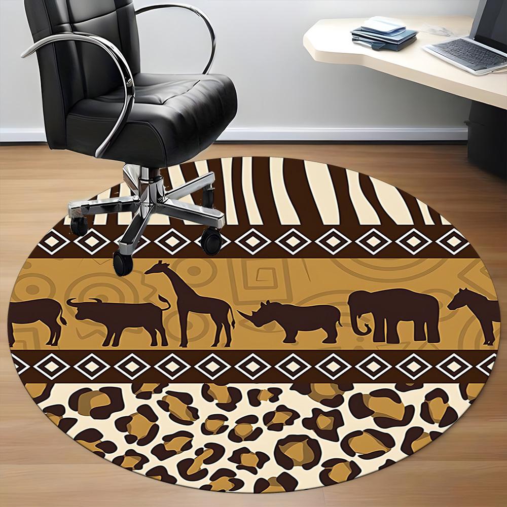 1pc African Giraffe Stripes Office Round Area Rug, Under Office Chairs Bedroom Living Room Home Decor, Room Deco