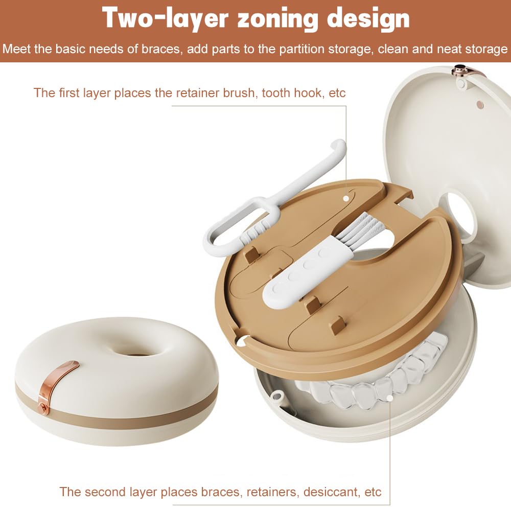 Donut-Designed Braces Storage Box Portable Removable Denture Storage Box Children'S Orthodontic Invisible Braces Storage Box