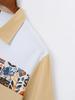 Men's Summer 2024 Printed Zipper Color Block Two-Piece Casual Set