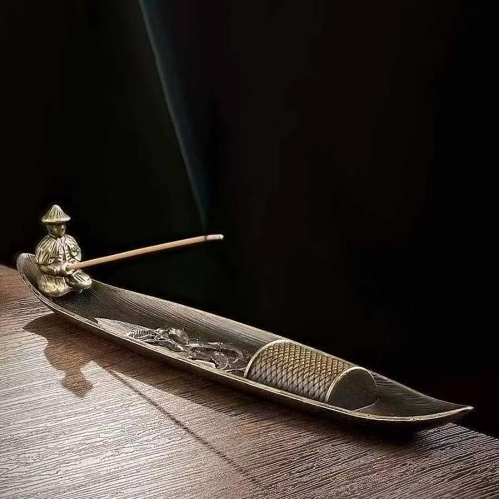 Boat Shape Incense Holder Metal Incense Censer Ancient Style Incense Stick Burner Meditation Space