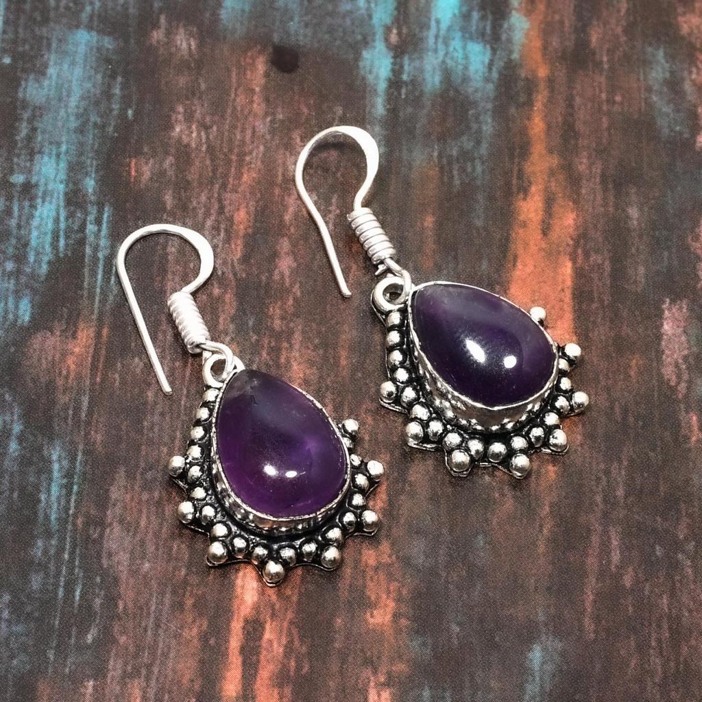 Amethyst Gemstone 925 Sterling Silver Handmade Amazing Jewelry Earring