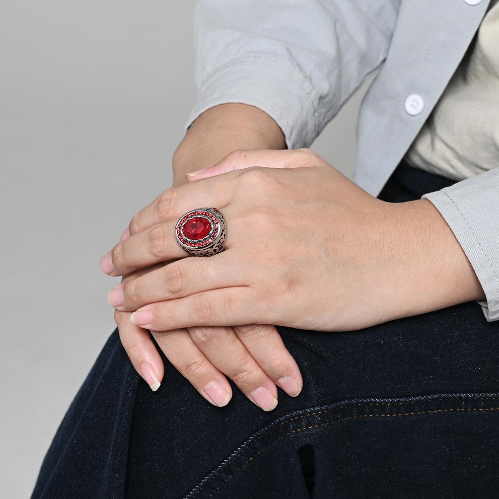 2026 Retro Gemstone Ring Men's Personality Fashion Wear Finger Ring Jewelry