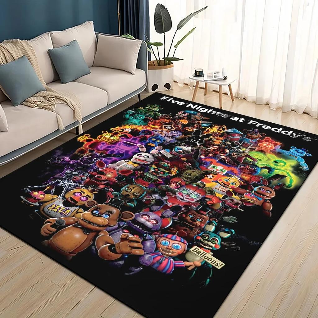 Tappeto Area Gioco Cartoon 3D F-Freddy Grande, Tappeto per Soggiorno Camera da Letto Divano Zerbino Decorazione, Tappetino Antiscivolo per Bambini