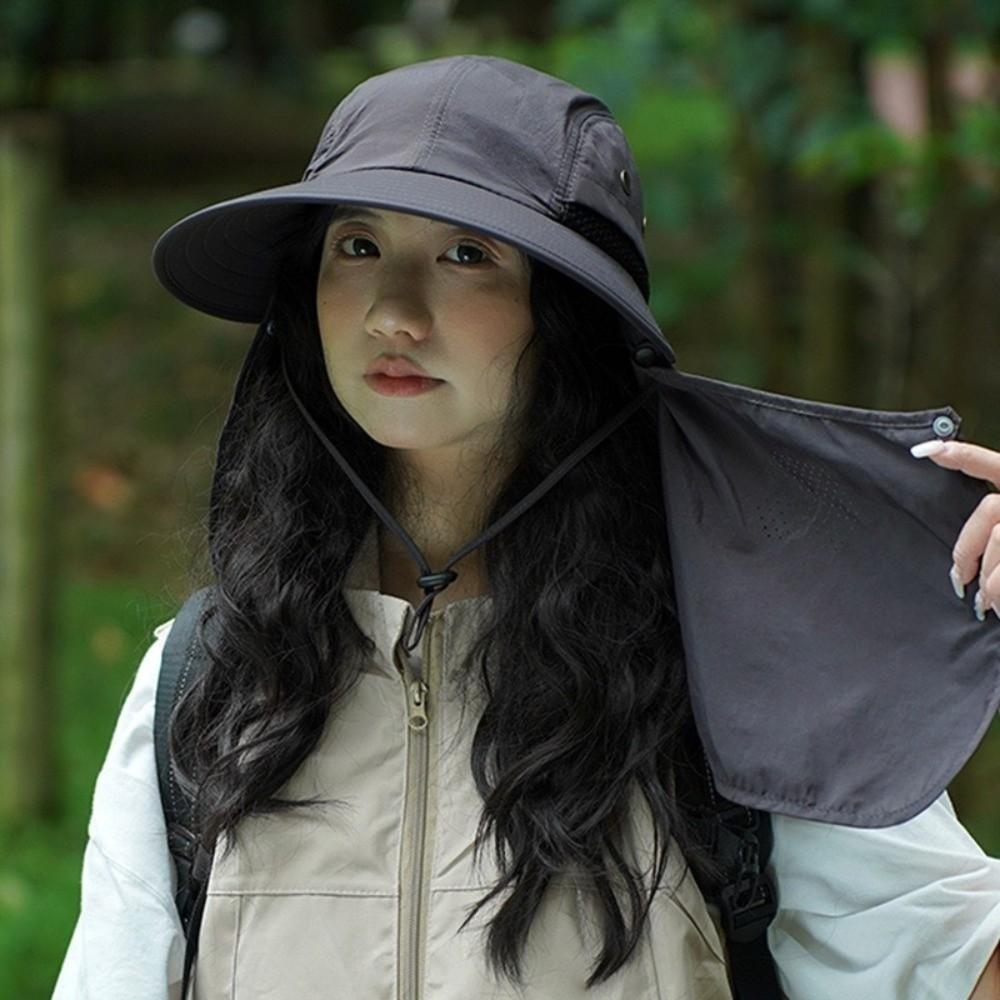 Wide Brim Fishing Hat Waterproof Full Face Coverage Hat Casual UV Protection Cap Riding