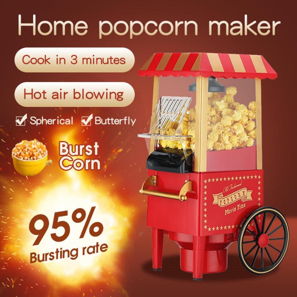 Mini Retro Electric Popcorn Maker for Home - Air-Pop Small Corn Popping Machine