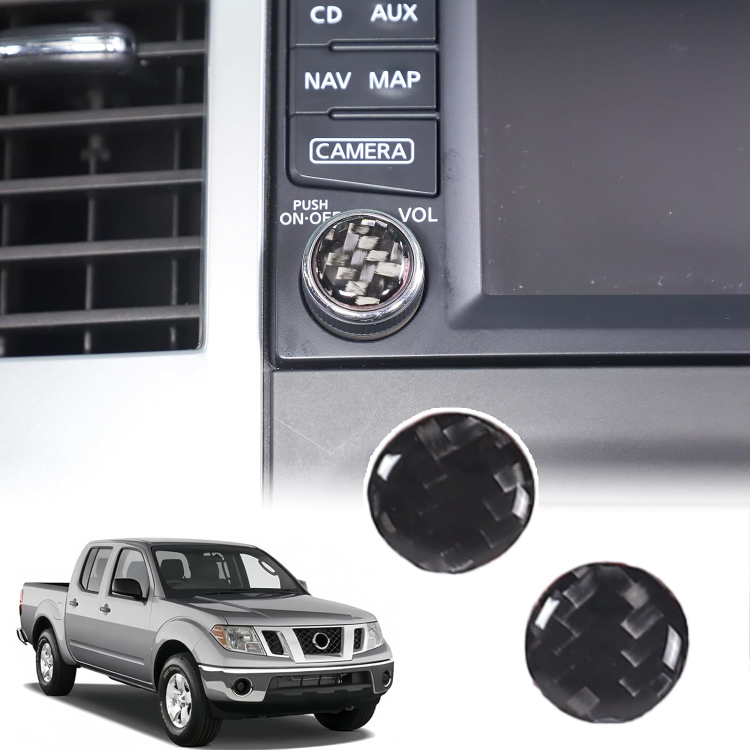 Car Center Console Volume Knob Cover Compatible with Nissan Frontier 2009-2017 Radio Volume Control Knob Sticker Car Interior Sticker Accessories чёрный
