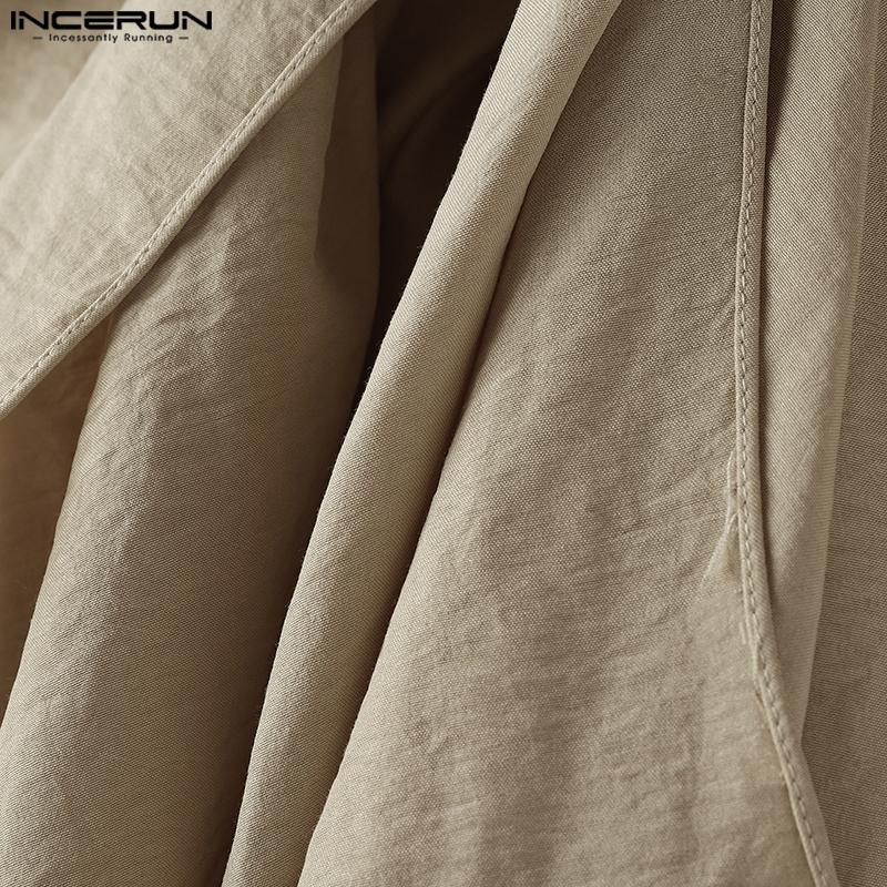 INCERUN Pánské Kroucené Elastický Pás Volánové Vrstvy Ležérní Dlouhé Kalhoty