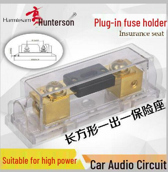 100A Rectangular One-In-One-Out Car Audio Fuse Holder 250A Fuse