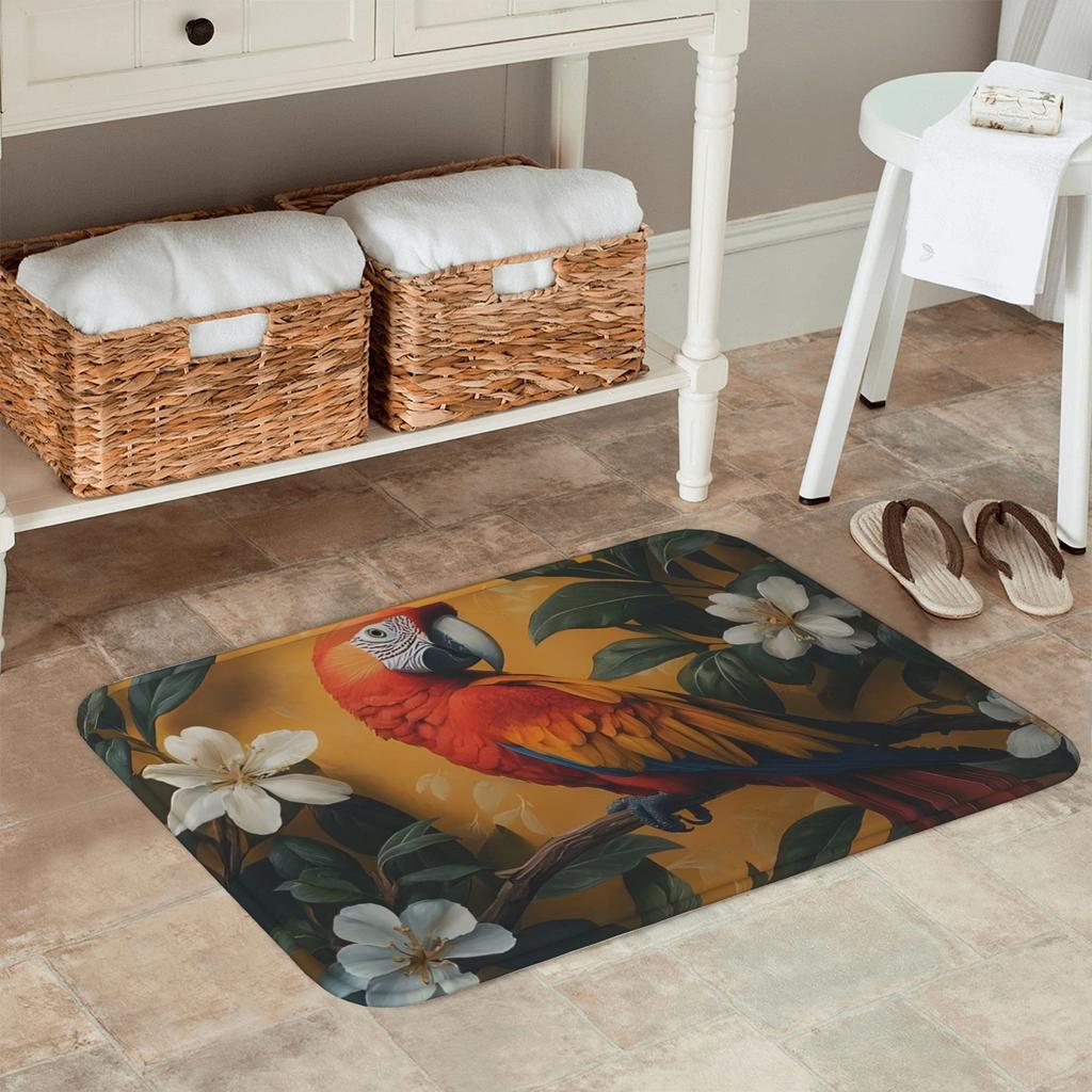 1PC Parrot Kitchen Rug Non-Slip Door Mats Pop Design Bathroom Rug Bath Mat Carpet for Home Sink Laundry Decor