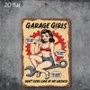 Vintage Feminist Garage Girls Metal Wall Art  Empowering Mechanic Quotes Retro Tinplate Decor for Garage  Workshop   Indo
