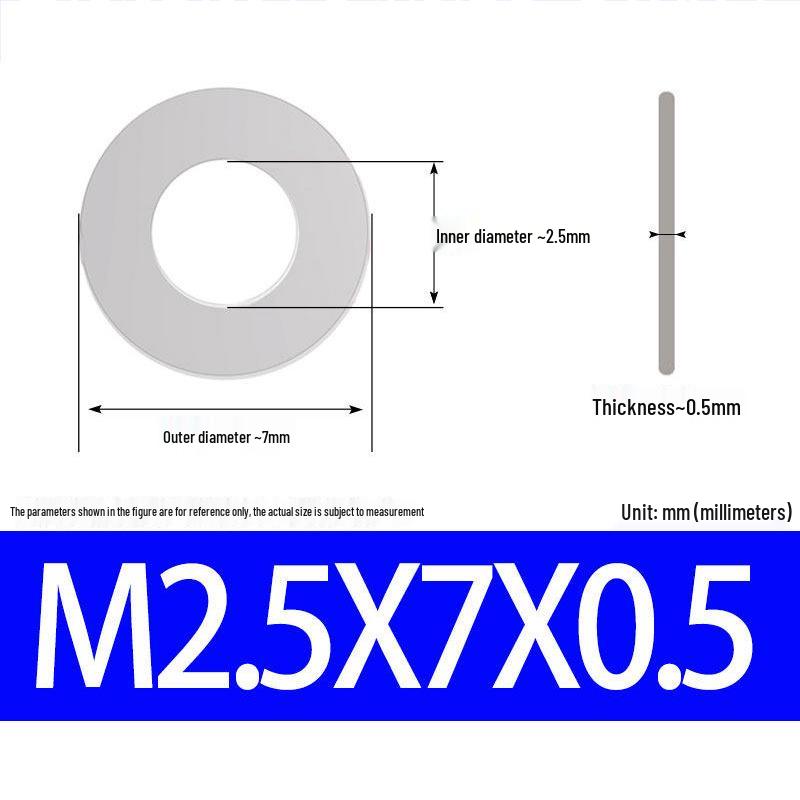 304 Stainless Steel Ultra-Thin Flat Washer, Thickness: 0.1/0.2/0.3/0.4/0.5 Mm, Sizes M1-M8