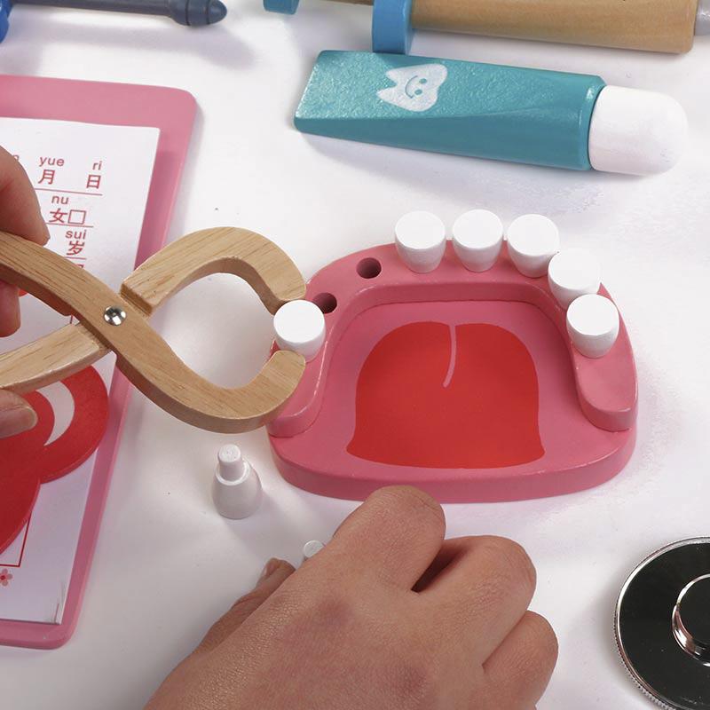 Rollenspielhaus Arzt Spielzeug Holz Medizinischer Werkzeugkasten Zahnarztset Simulationsspielhaus Spielzeug Rollenspiel Lebenskompetenz für Kinder