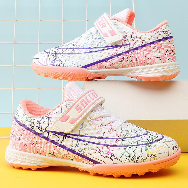 Children's Football Shoes Boys and Girls Velcro Primary School Students Broken Diced Training Shoes