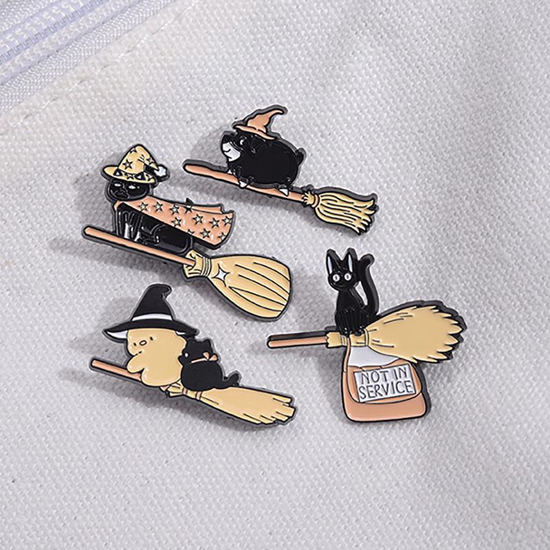 Adorable Cartoon Animal Creative Cat Brooch Cute Black Metal Badge For Outfits