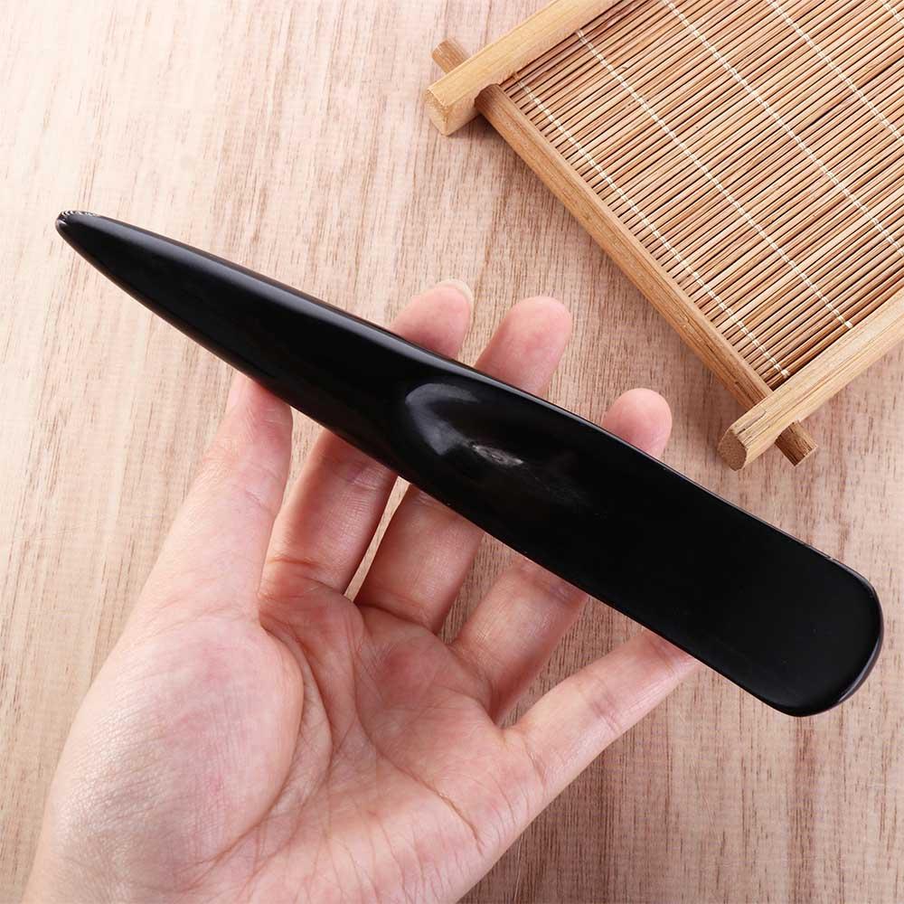 SPA Gua Sha Board Black Buffalo Horn Meridian Massage Stick Horn Scraping Tool  Women