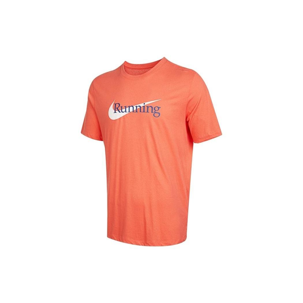 Men s Nike Running Logo Printing Sports Short Sleeve Orange T-Shirt CW0946-814 S