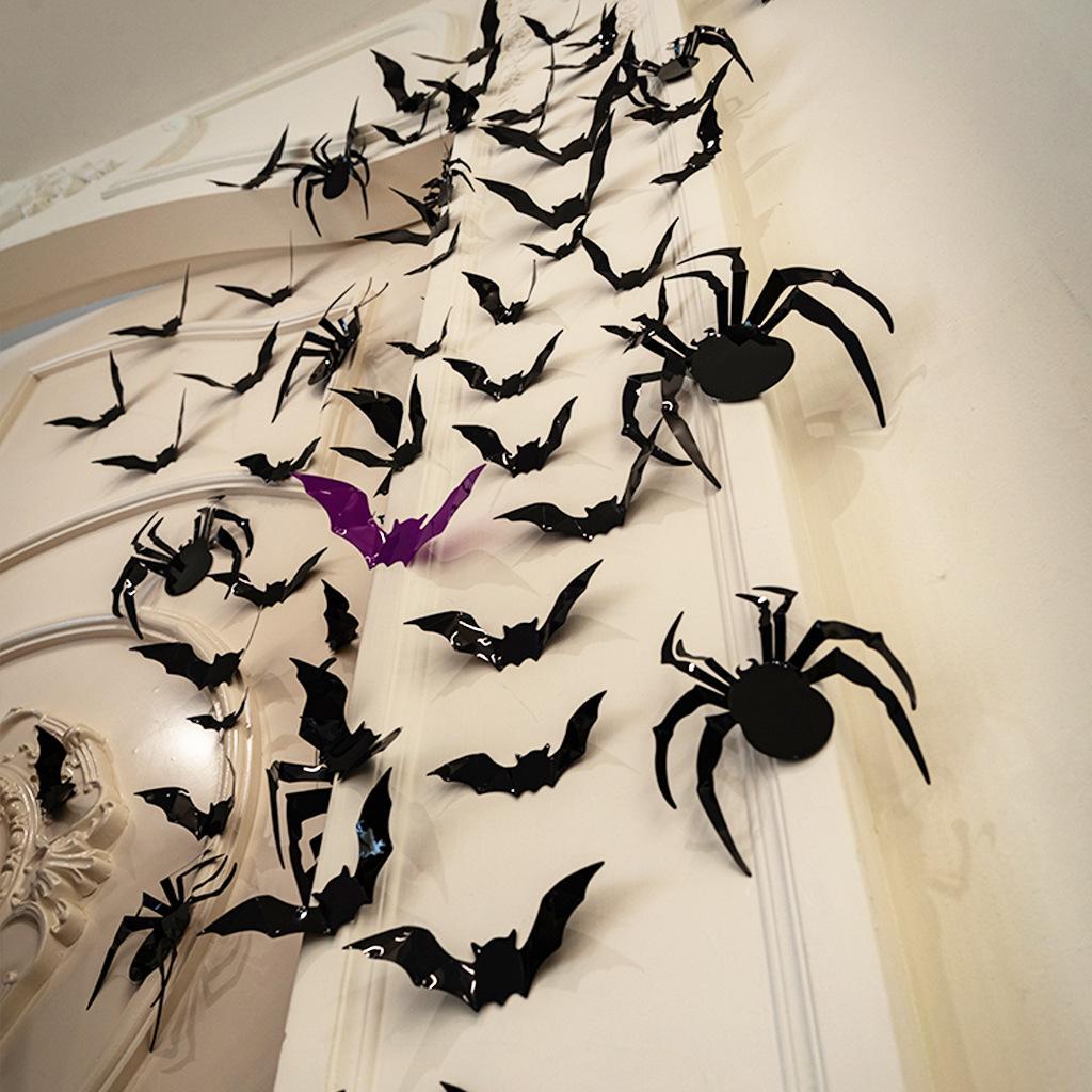 Halloween Bat Wall Sticker Pink Halloween Party Atmosphere Decoration Room Background Wall Decoration