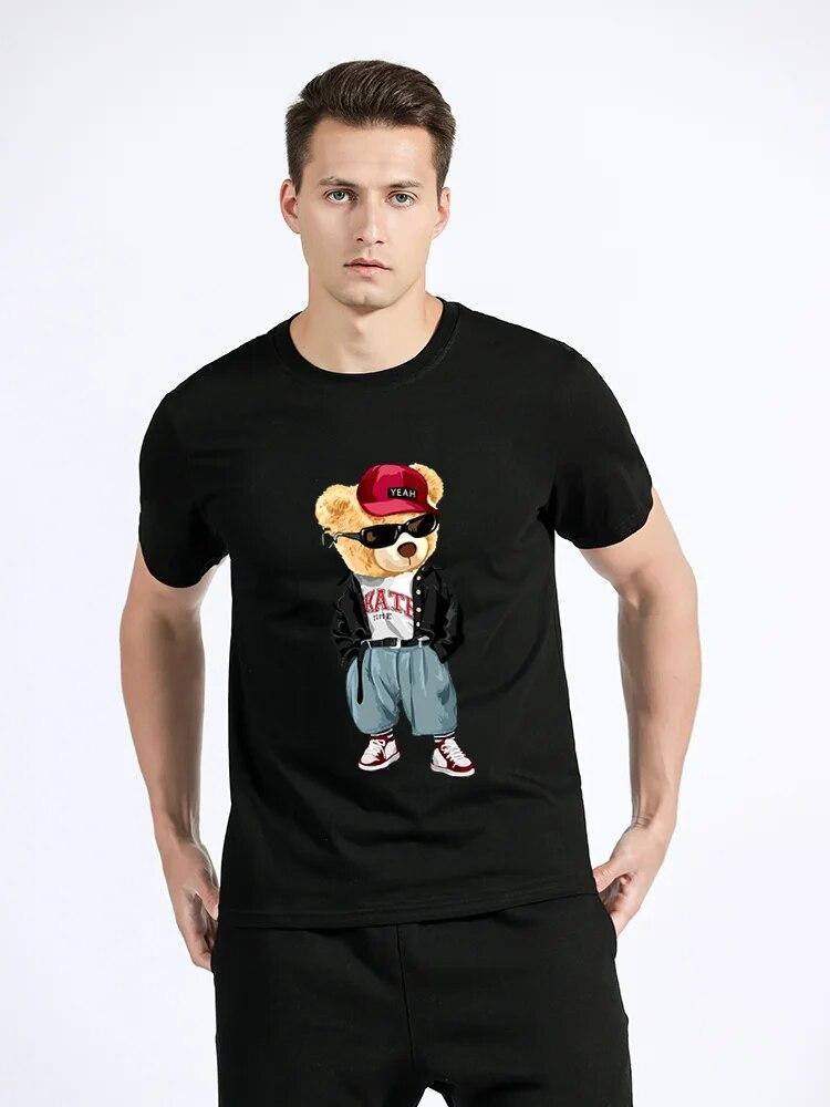 Herrmode Teddybjörn T-shirt Ren bomull Toppar T-shirt Roliga unisex-tröjor Sommar Oversized kvinnlig T-shirt Harajuku Streetwear