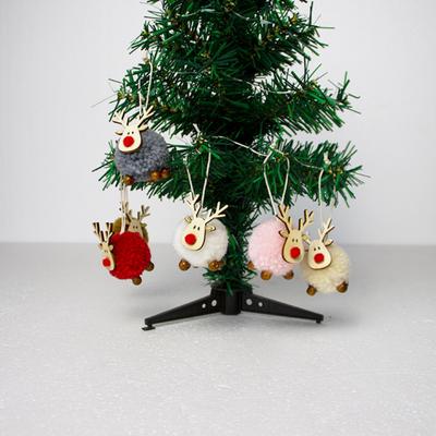 Pwichdn Niedlicher Filz-Elch-Weihnachtsbaum-Anhänger aus Holz zum Aufhängen, Basteln, Ornament, Heimdekoration