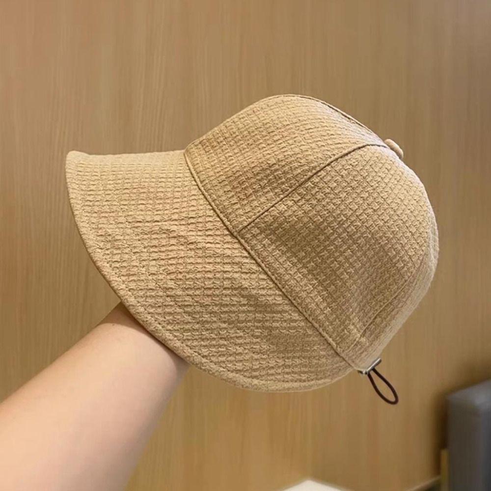Quick-drying Waffle Beach Cap Solid Color Wide Brim Sun Hat Simple Waffle Bucket Hat  Male