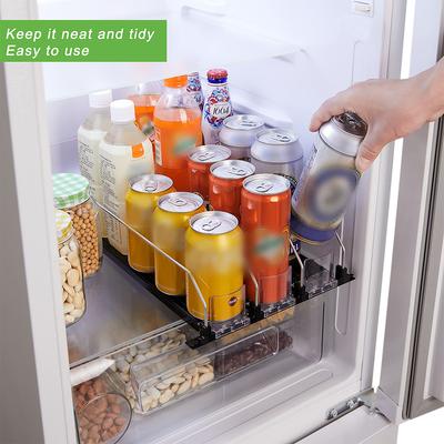 Refrigerator Drink Organizer Dispenser Auto Beer Pusher Holder Adjustable Width Soda Can Bottle Pusher for Kitchen Fridge Gadget