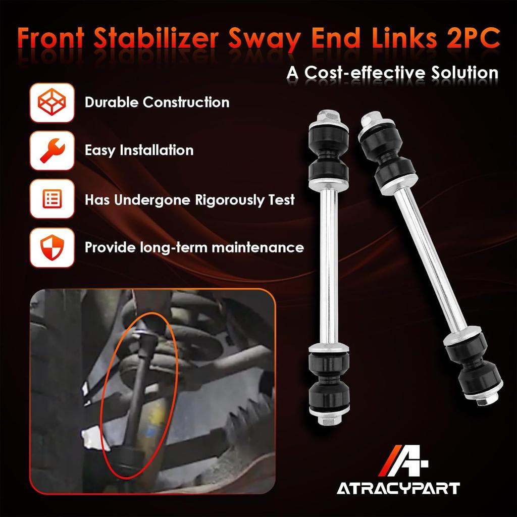 K80631 Front Sway Bar Stabilizer End Links 2 PCS, Compatible With Chevy Silverado Avalanche Suburban Tahoe Astro Express GMC Sierra Savana Yukon XL