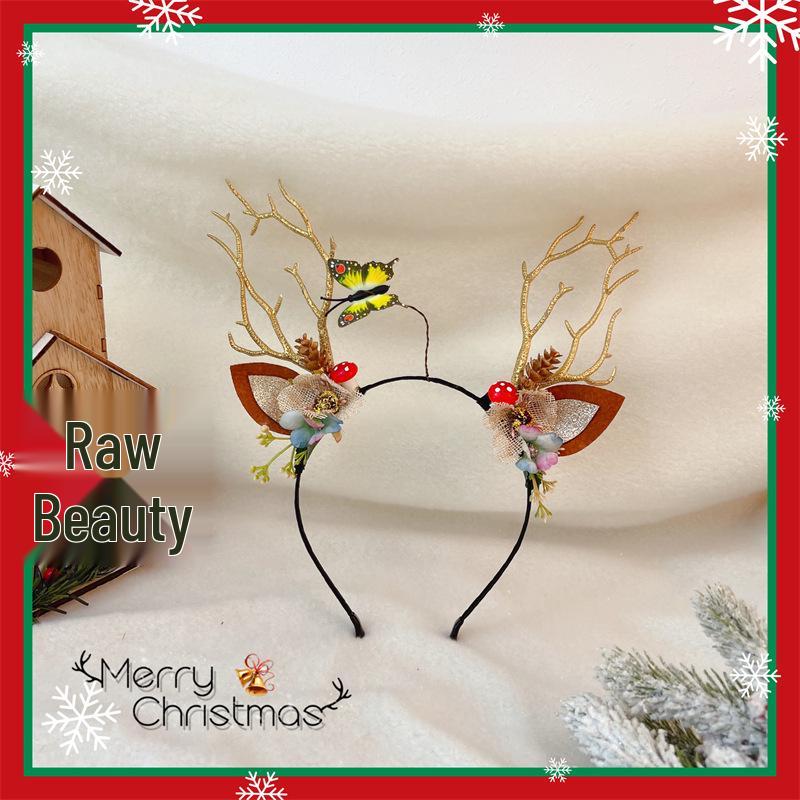 

Festive Reindeer Antler Headband with Bells and Lights - Christmas Hair Accessory